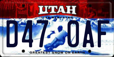 UT license plate D470AF
