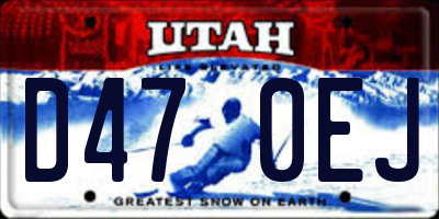 UT license plate D470EJ