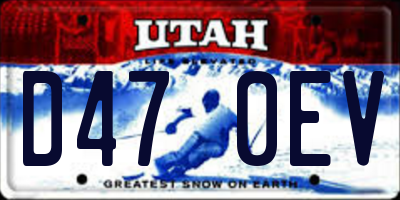 UT license plate D470EV