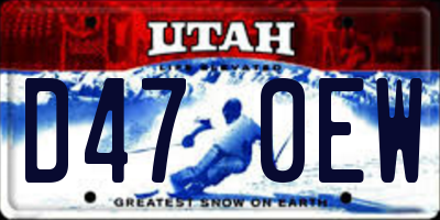 UT license plate D470EW