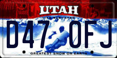 UT license plate D470FJ
