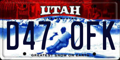 UT license plate D470FK