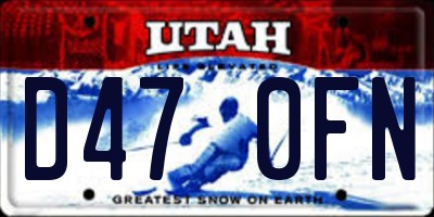 UT license plate D470FN