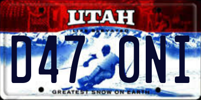 UT license plate D470NI