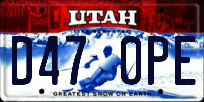 UT license plate D470PE