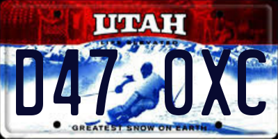UT license plate D470XC