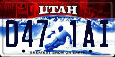 UT license plate D471AI