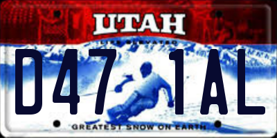UT license plate D471AL