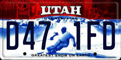 UT license plate D471FD