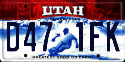 UT license plate D471FK