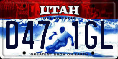 UT license plate D471GL