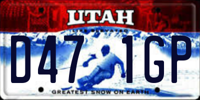UT license plate D471GP