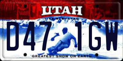 UT license plate D471GW