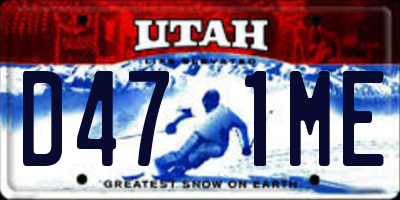 UT license plate D471ME