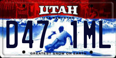 UT license plate D471ML