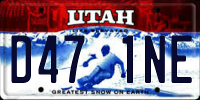 UT license plate D471NE