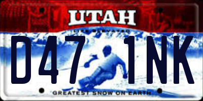 UT license plate D471NK