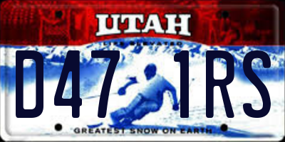 UT license plate D471RS