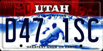 UT license plate D471SC