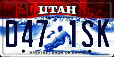 UT license plate D471SK
