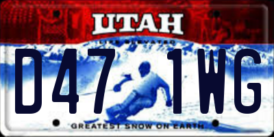 UT license plate D471WG