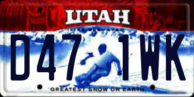 UT license plate D471WK