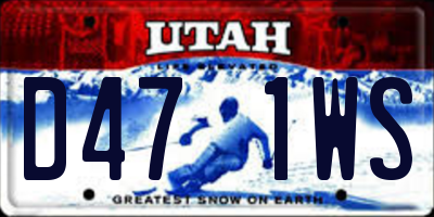 UT license plate D471WS