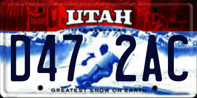 UT license plate D472AC