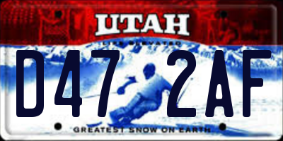 UT license plate D472AF
