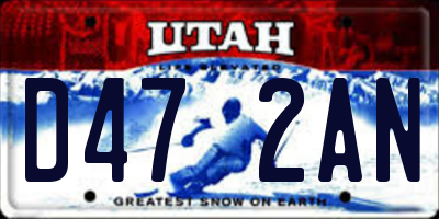 UT license plate D472AN