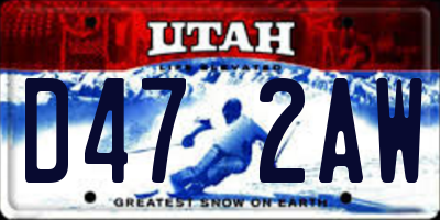 UT license plate D472AW