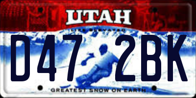 UT license plate D472BK