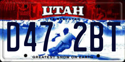 UT license plate D472BT