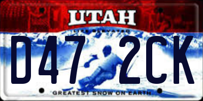 UT license plate D472CK