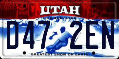 UT license plate D472EN