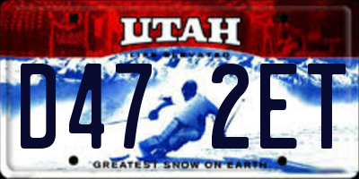 UT license plate D472ET
