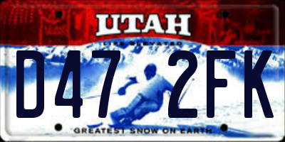 UT license plate D472FK