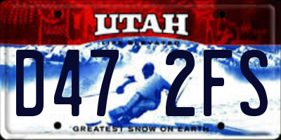UT license plate D472FS