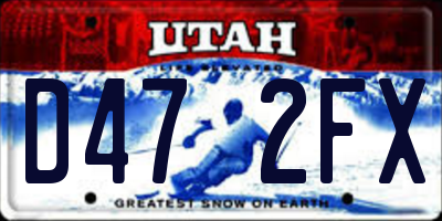 UT license plate D472FX