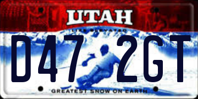 UT license plate D472GT