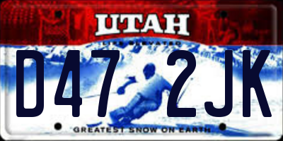 UT license plate D472JK