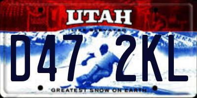 UT license plate D472KL