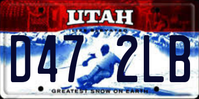 UT license plate D472LB