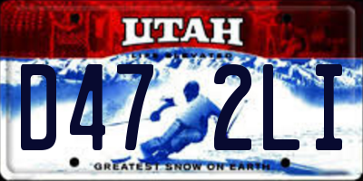 UT license plate D472LI