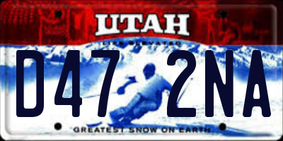 UT license plate D472NA