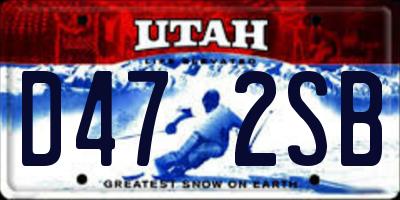 UT license plate D472SB
