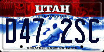 UT license plate D472SC
