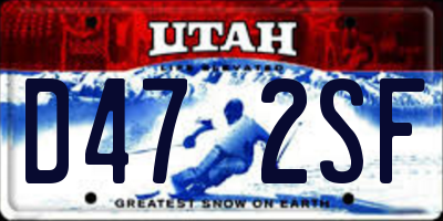 UT license plate D472SF