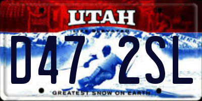 UT license plate D472SL
