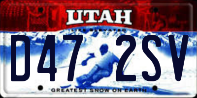 UT license plate D472SV